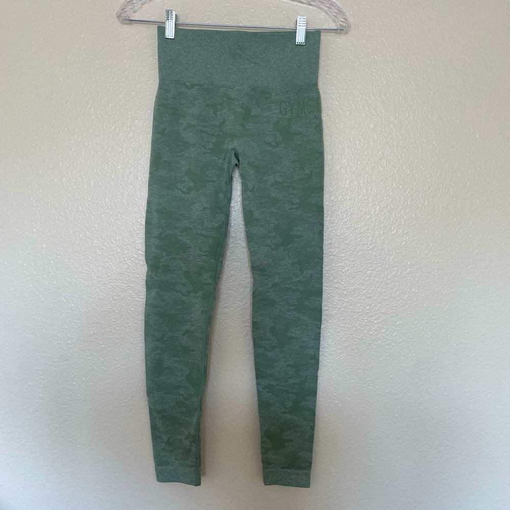 LIKE NEW Gymshark Camo Legging, Sage Green, Small